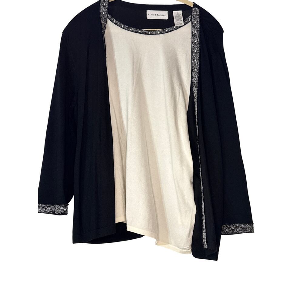 Alfred Dunner Black Sweater with attached white shirt Layer Size XL Women's